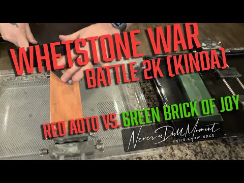 Whetstone War -  Battle 2k Kinda - Red Aoto - Japanese natural stones vs. Naniwa Green Brick of Joy
