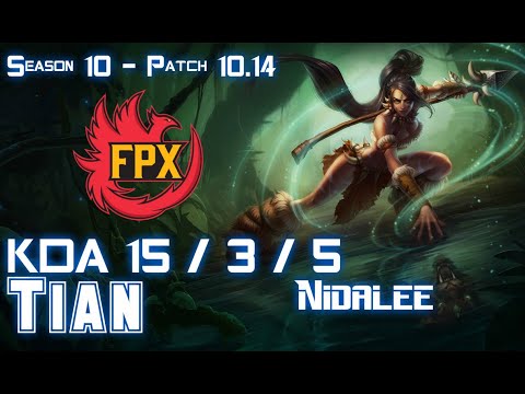 FPX Tian NIDALEE vs KAYN Jungle - Patch 10.14 KR Ranked