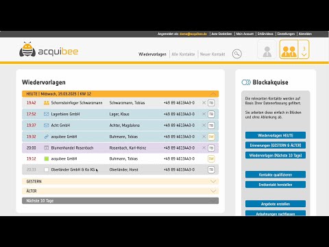 Wiedervorlagen: Erklärung aller Anzeigen