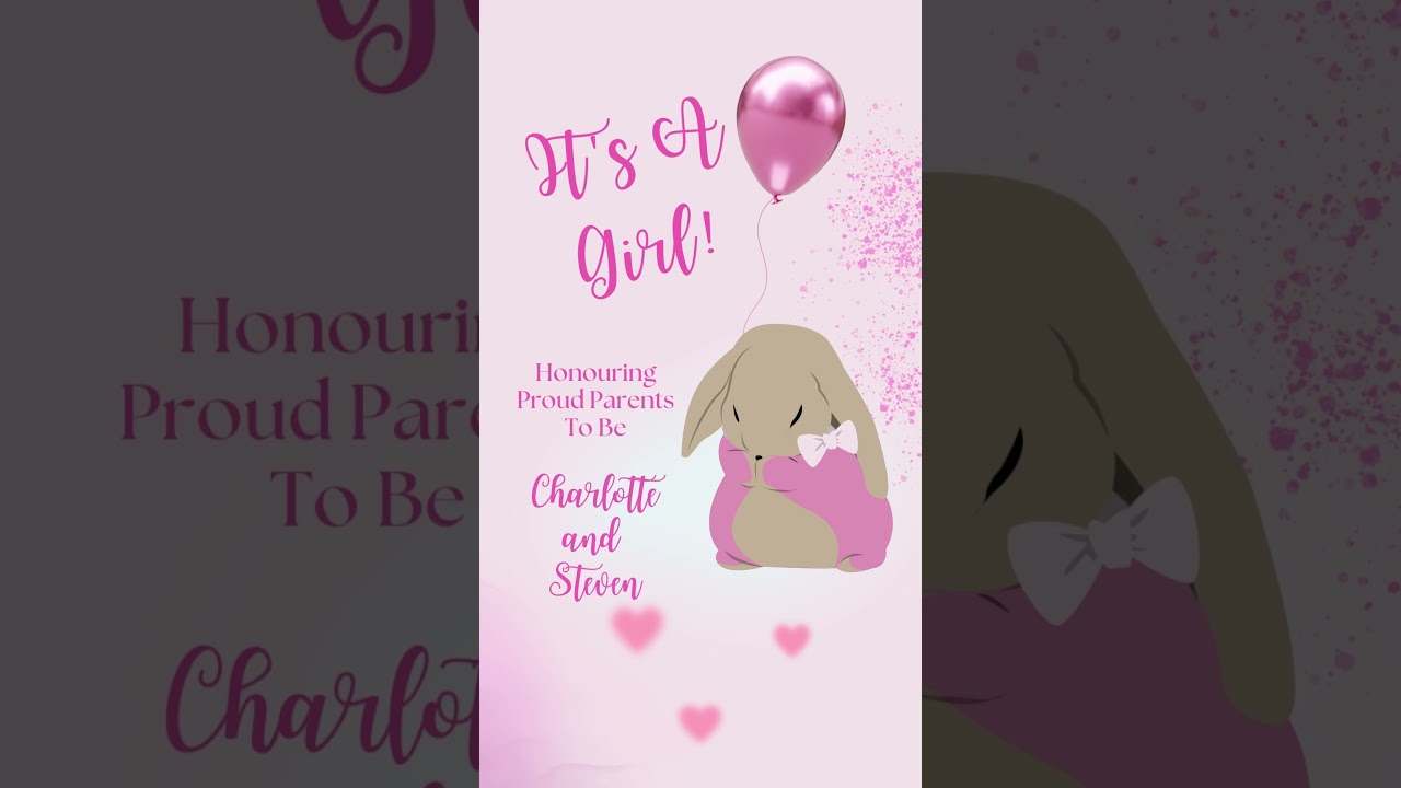 Cute Bunny Baby Shower Invitation, JPEG and Video with Music Invite