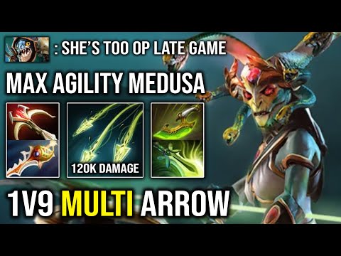 Truly EPIC Multishot 1v9 Full Agility Speed Medusa +120K Total Damage Vs Max Agility Slark DotA 2