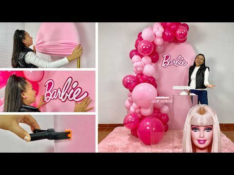Como hacer un Arco de Globos e instalarlo en un Panel 🎀 Decoracion Barbie 🎀 Balloon Garland