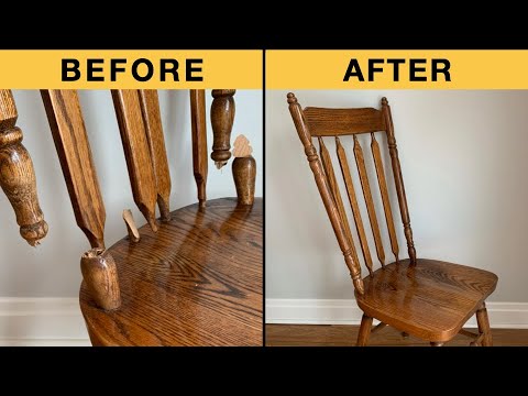 Broken Chair Back Repair with a Lathe, Shave Horse & Furniture Restoration Skills - Fixing Furniture