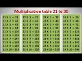 Multiplication table 21 to 30