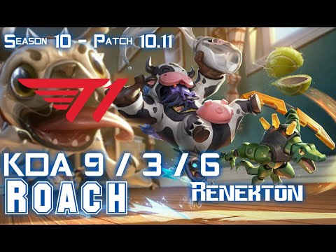 T1 Roach RENEKTON vs GANGPLANK Top - Patch 10.11 KR Ranked
