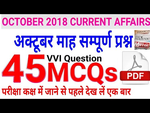 october month current affairs 2018 Best current affairs October 2018 in Hindi Set 1