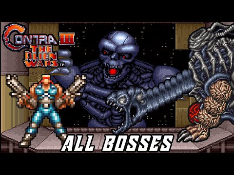Contra III: The Alien Wars (SNES) - All Bosses [Hard | No Damage]