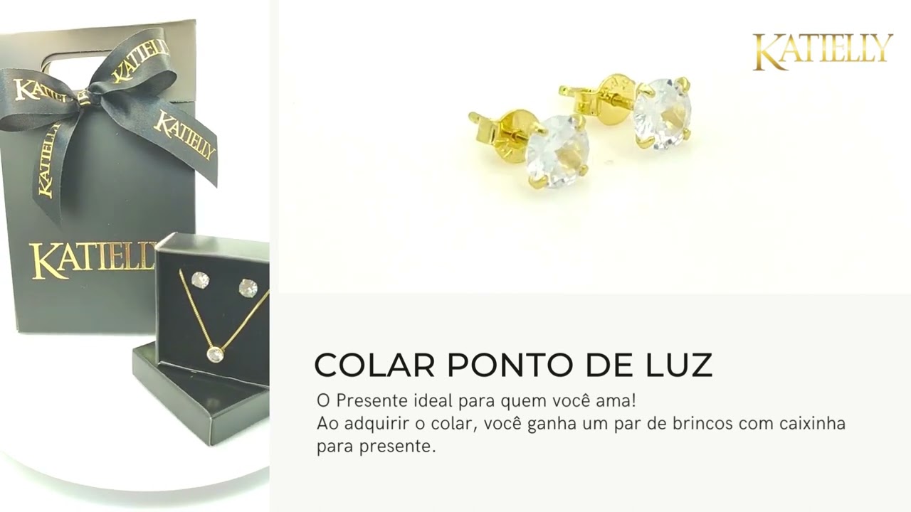 Colar Ponto De Luz Dourado Folheado Ouro - Presente Brincos