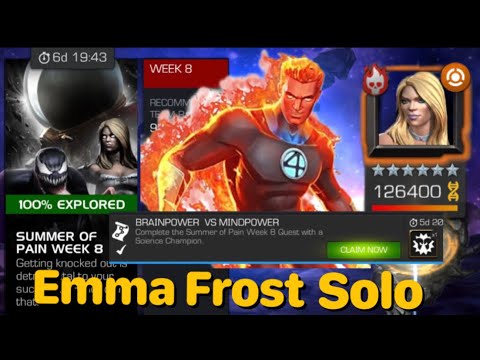 Summer of pain | week#8 - Emma Frost solo with Human Torch | Brainpower vs Mindpower| MCOC