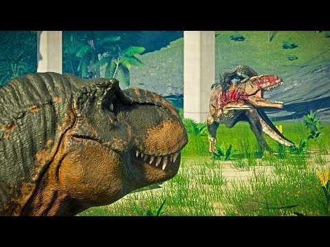 T-Rex Vs Albertosaurus Vs Indoraptor Vs Giganotosaurus - Jurassic World Evolution