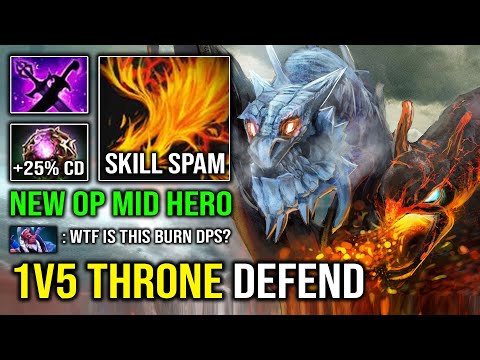 NEW OP MID HERO 1v5 Throne Defend Unlimited Skills Spam Jakiro with Insane Burn DPS Dota 2