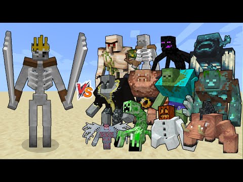 SKELETON KING vs All mutant mobs in Minecraft - Skeleton King vs Mutant creatures
