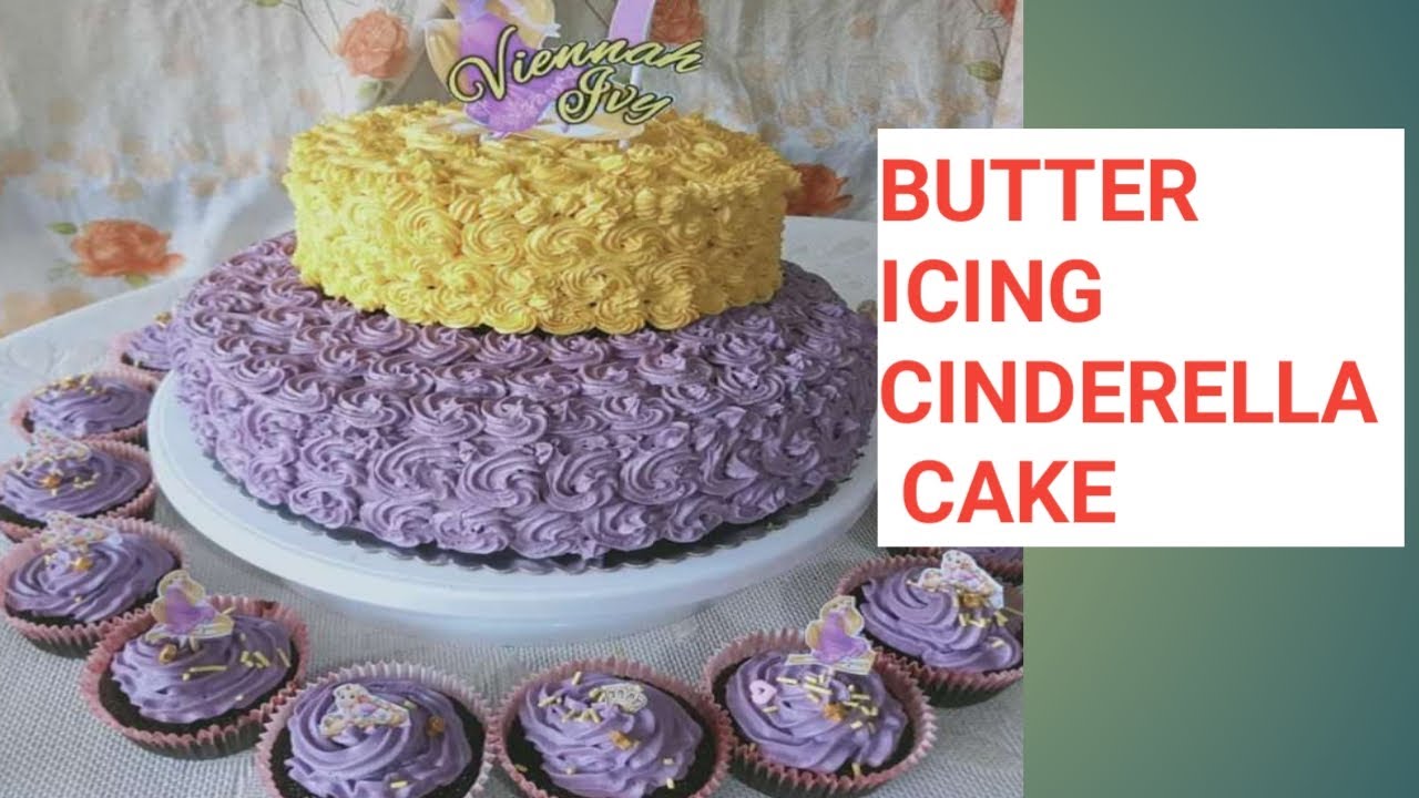 cinderella design cake using butter cream icing