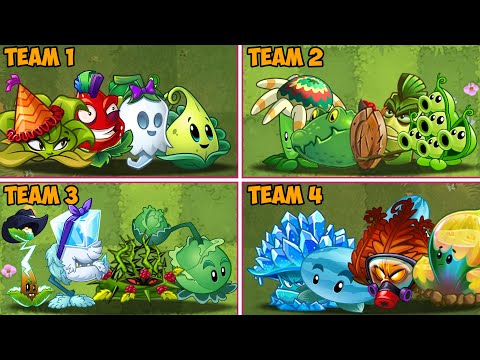 Pvz 2 - 5 Plant Teams Vs 6 Random Zombie Teams - What is the best team? Plants vs Plants