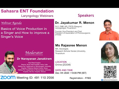 Basics of Voice Production & How to improve Singer’s Voice | Dr Jayakumar Menon & Ms Rajasree Menon