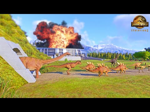 All Dinosaurs Escape through the Secret Tunnel due to Massive Explosion in BIOSYN