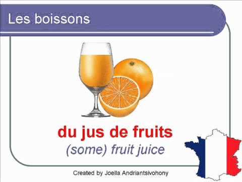 French Lesson 26 - DRINKS FOOD VOCABULARY - LES BOISSONS Vocabulaire - Bebidas en francés
