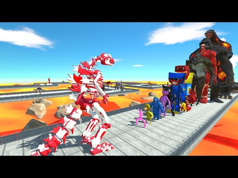 Godzilla Skeleton vs Godzilla Burning LAVA DEATH RUN - Animal Revolt Battle Simulator