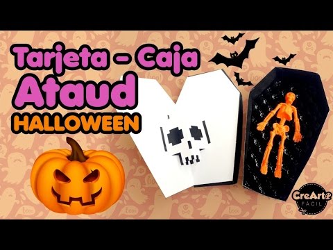Tarjetas Halloween tipo caja ataúd para fiestas de disfraces.