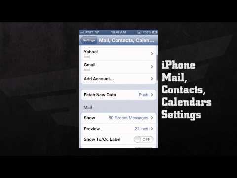 MAIL, CONTACTS, CALENDARS SETTINGS for iphone