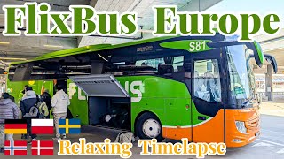 Relaxing FlixBus Timelapse in Europe (7 Routes) | Real Bus Sounds for Sleep, Study, Relaxation