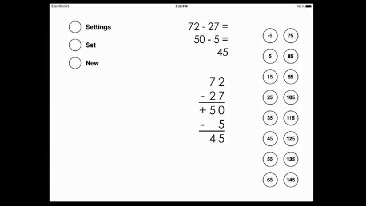 Partial differences subtraction with two digit numbers
