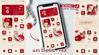customize your iphone aesthetic 🍒 (Red theme) ios15 ✨ | how to have an aesthetic phone