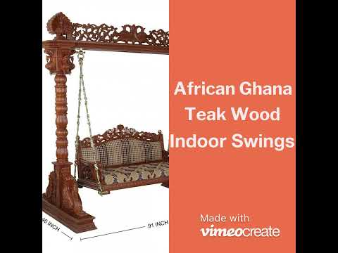 Brown hanging wooden swing, hand carving, size: 4.5x2feet