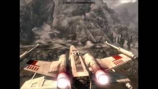 Skyrim Shrine Maiden and X-wing star wars mod