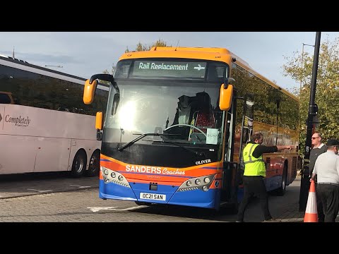 Greater Anglia rail replacement Sanders coaches Volvo B8R Plaxton Panther 3 *Supercharge thrash*