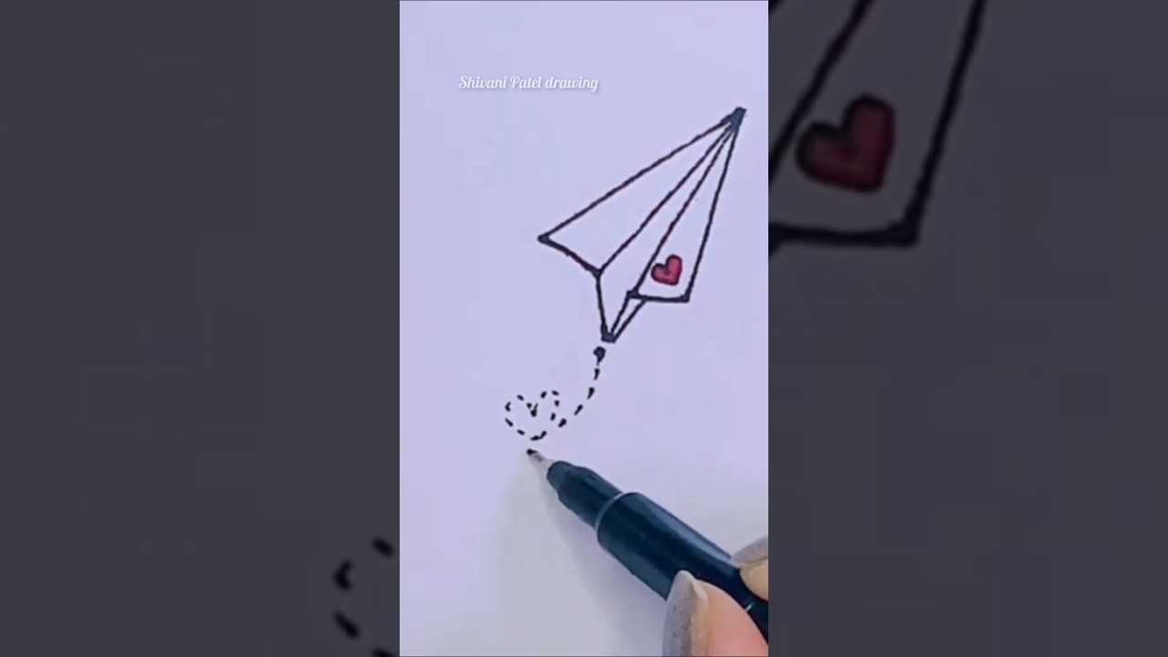 Paper Plane Doodle Drawing ✍️❤️ | Easy Aesthetic Sketch #shorts #trending