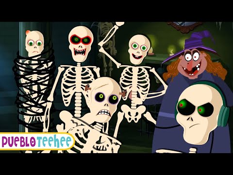 Cinco Esqueletos Locos Bailando en la Tumba - Canciones infantiles animadas | Pueblo Teehee