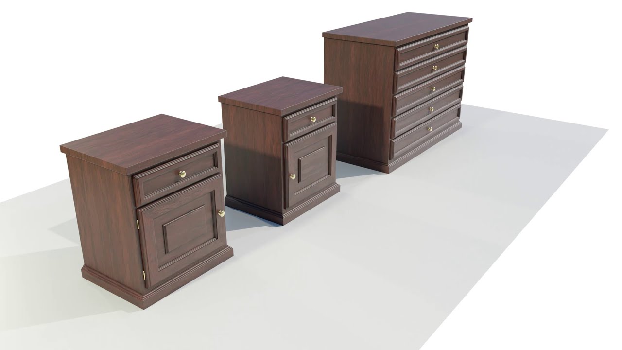 Dresser and Nightstands 3D Model