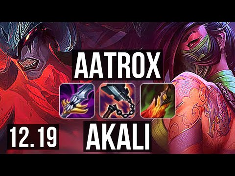 AATROX vs AKALI (TOP) | 1.8M mastery, 6 solo kills, 1100+ games, Godlike, 12/3/5 | KR Master | 12.19