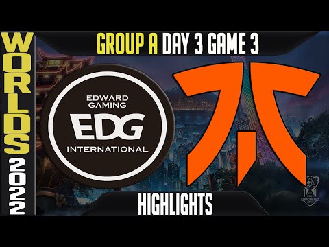 EDG vs FNC Highlights | WORLDS 2022 Day 3 Group A Game 3 | Edward Gaming vs Fnatic
