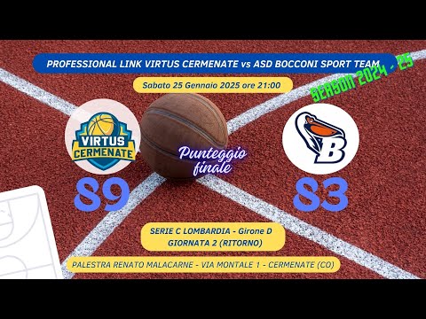 PROFESSIONAL LINK VIRTUS CERMENATE vs ASD BOCCONI SPORT TEAM 25/01/2025 ore 21:00