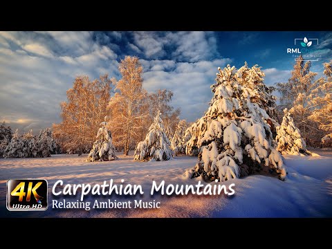 Carpathian Mountains in 4K Video - Winter Version - Part One - 🎵Relaxing Music 🎵Sleep Music