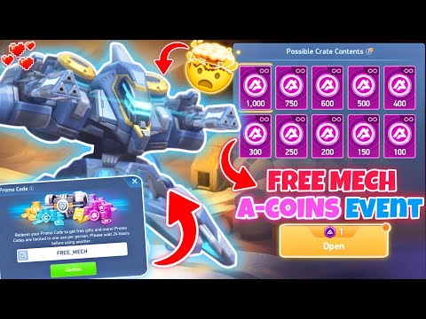 FREE Mechs and A-coins Promo Code for New Player 😍🔥 | Event Crate Rush - Mech Arena