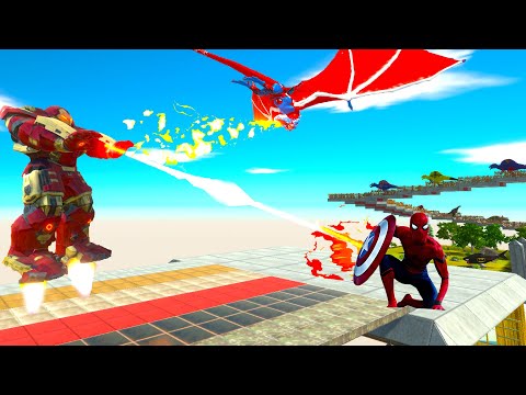 HULK BUSTER MARVEL HERO vs SPIDERMAN T-REX DEATH CLIMB - ARBS