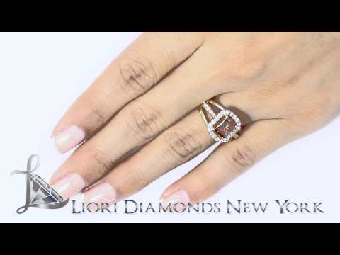 FD-025 - 2.40 Carat Fancy Orange Diamond Engagement Ring 14k Yellow Gold Pave Halo