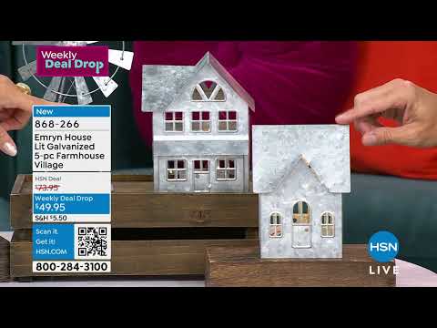 Emryn House Lit Galvanized 5piece Farmhouse Village