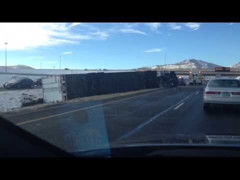 Semi Truck Blown Over I-70 Denver, Colorado 11/18/15