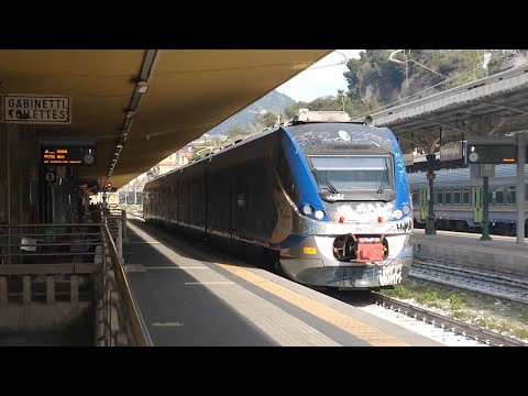 "Jazz" regional train departing from Ventimiglia station, Italy