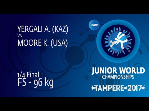 1/4 FS - 96 kg: K. MOORE (USA) df. A. YERGALI (KAZ) by VSU, 10-0