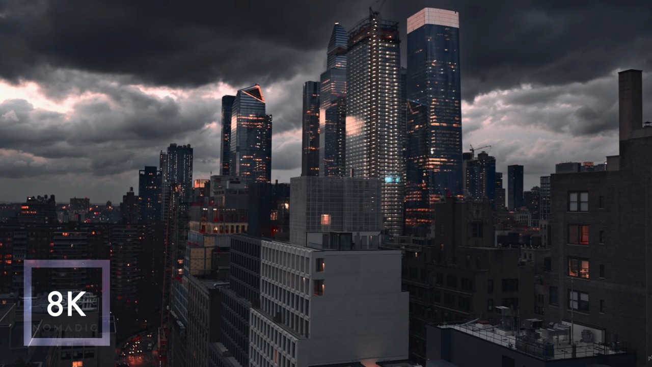 New York Cityscape View from a Penthouse | Manhattan City Sounds in 8K HDR