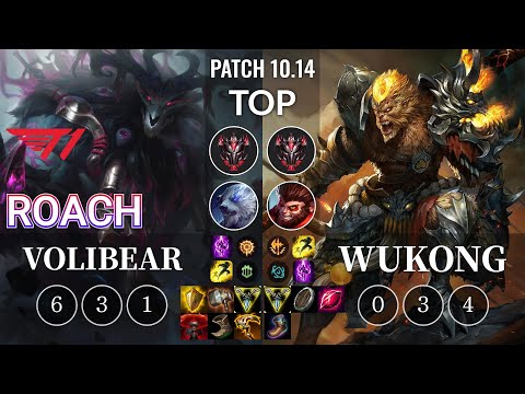 T1 Roach Volibear vs Wukong Top - KR Patch 10.14