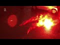 Feyenoordsupporters met vuurwerk en fakkels bij de Kuip