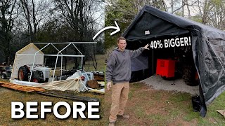 Replacing our Storm Damaged Harbor Freight Tent with a 12x20 Vevor Car Canopy!