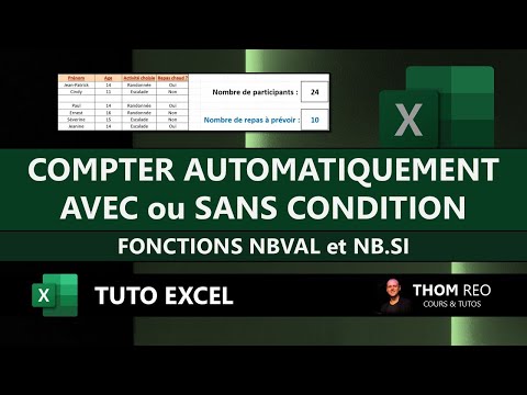 NBVAL et NB.SI avec EXCEL pour COMPTER automatiquement avec ou sans condition - Tutoriel