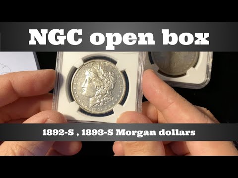 NGC open box coin grade results - pair of rare Morgan dollars - 1893-S and 1892-S
